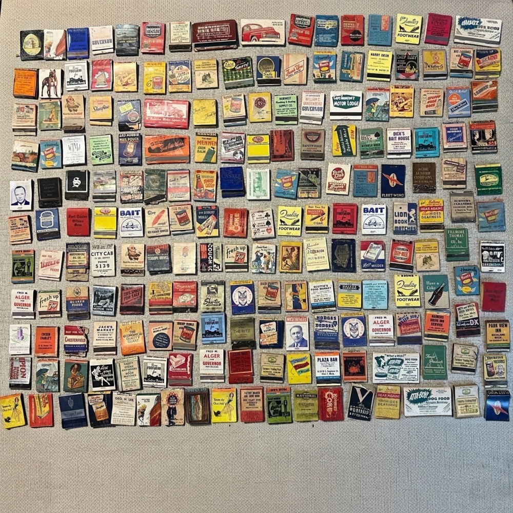 Huge Lot 220+ Vintage Matchbook Covers Advertising 1940s-60s Ephemera Americana